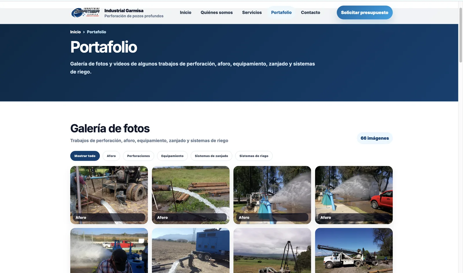 Portafolio visual del sitio