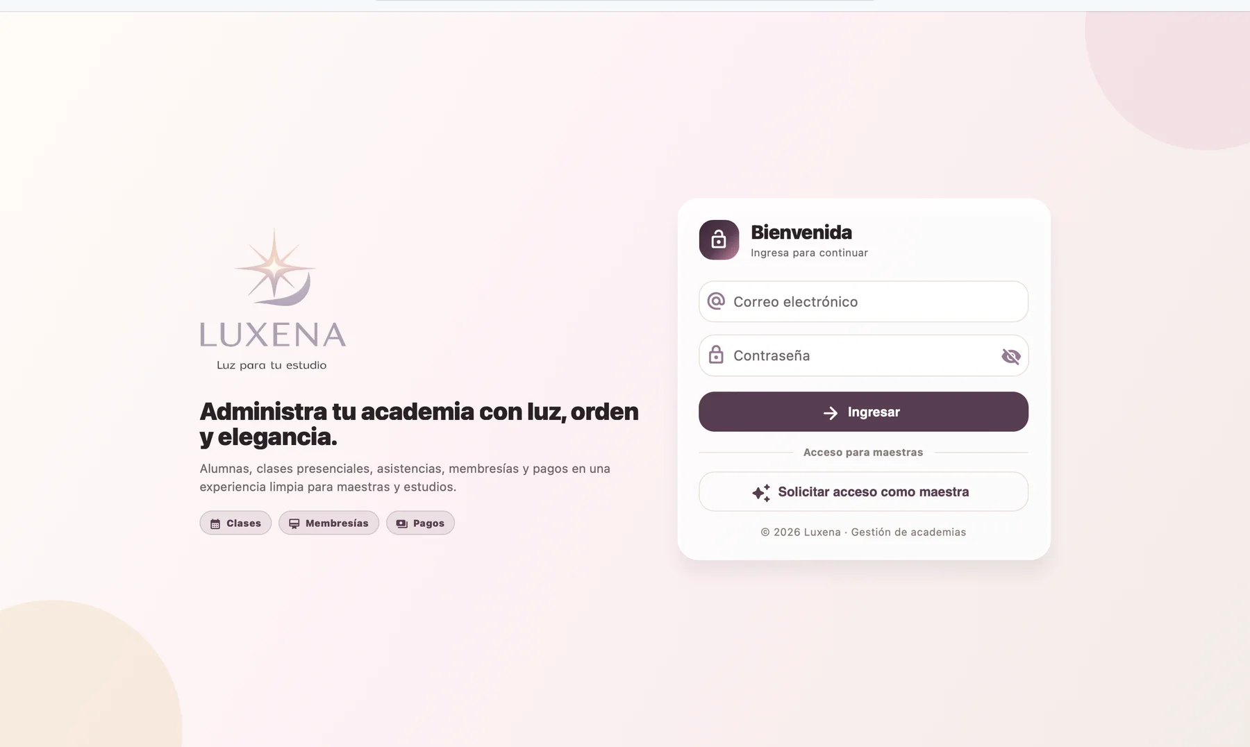Luxena web platform login