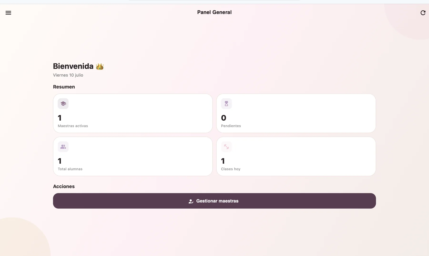 Super Admin panel: general overview