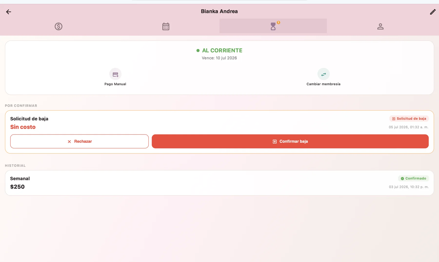 Payment control and pending charges