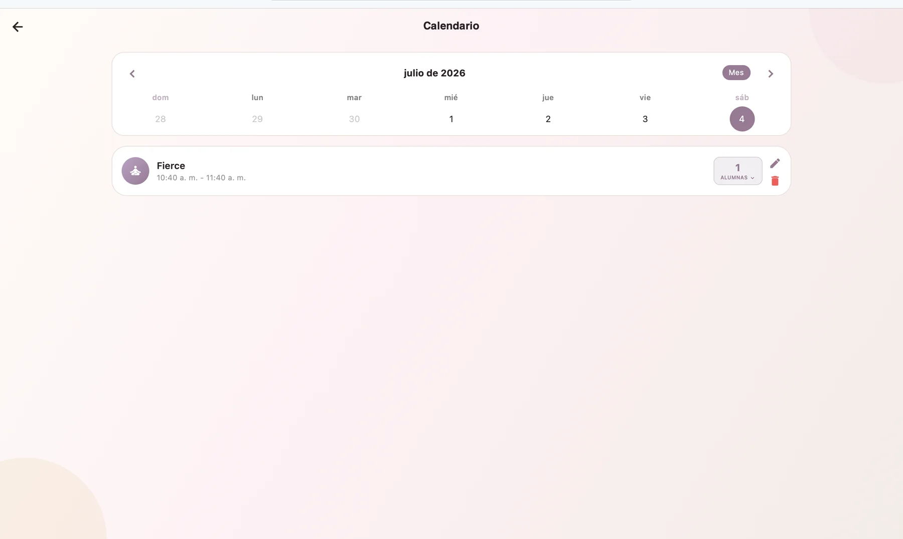 Class calendar