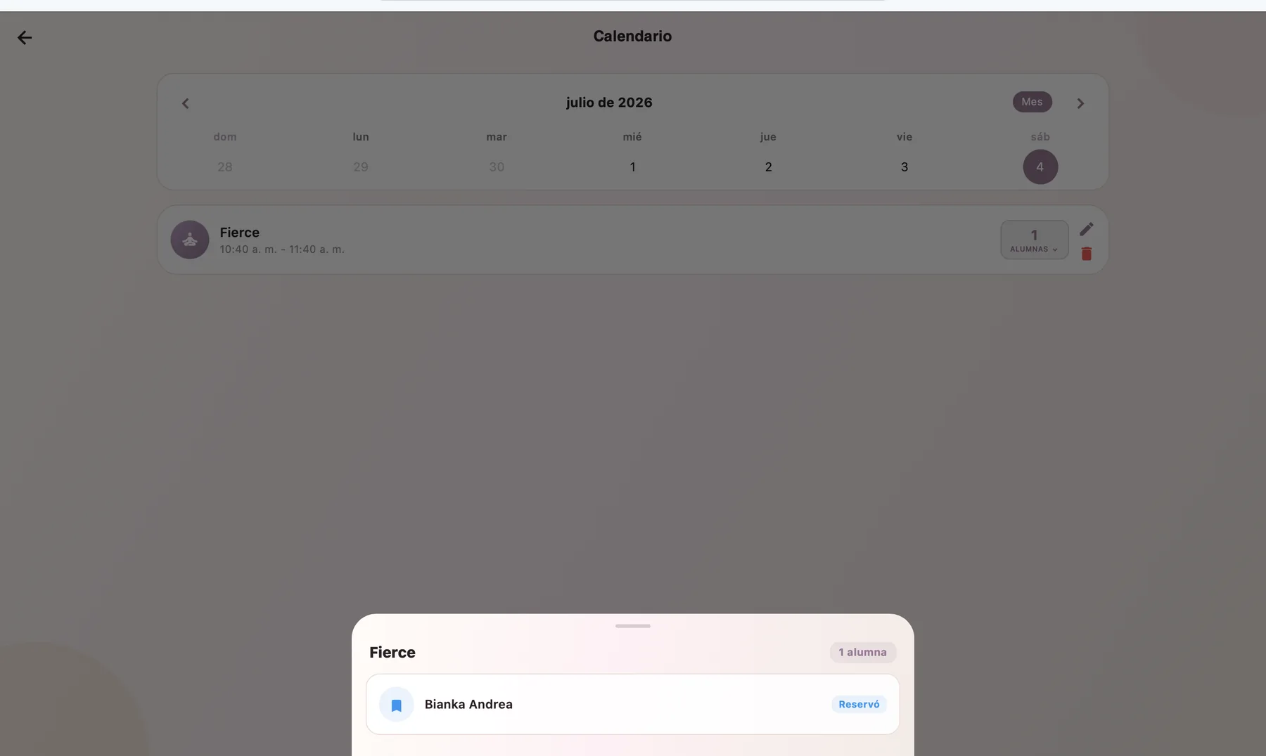 Class editing in calendar