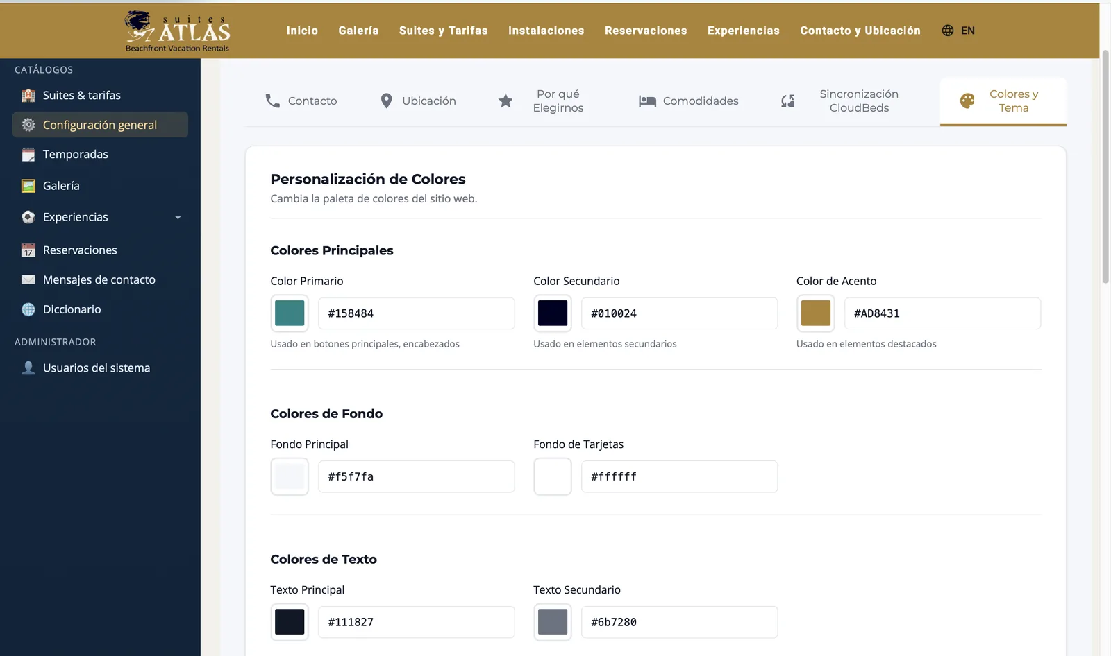 Suites Atlas admin panel 8