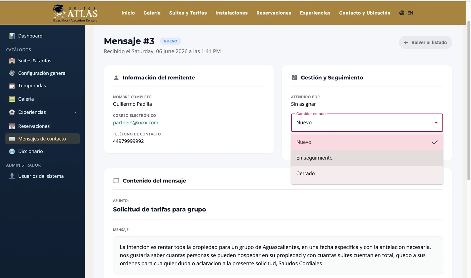 Suites Atlas admin panel 15